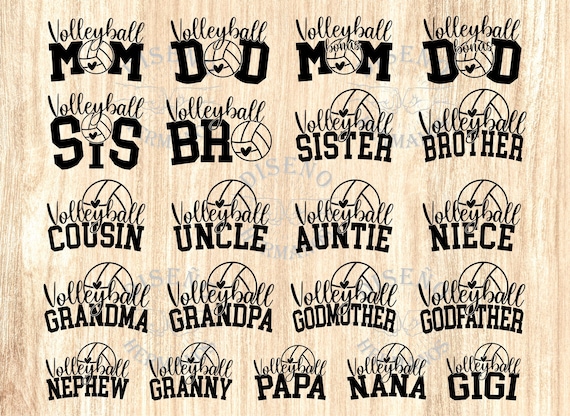 Volleyball Family Bundle SVG-PNG | Volleyball mom svg, Volleyball dad svg, Volleyball sister svg, Volleyball Grandma svg