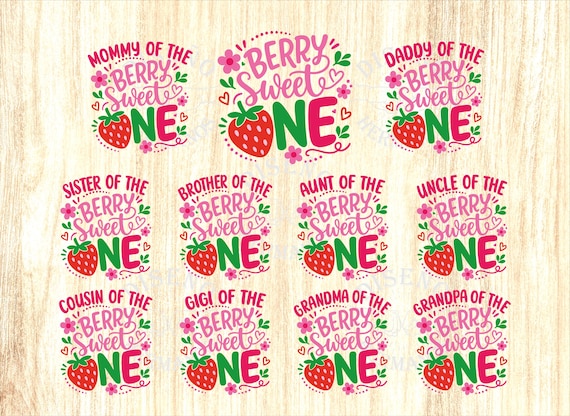 Berry Sweet One, Matching Family Strawberry Sweet One Birthday Bundle svg png, Girls 1st Birthday Bundle svg png,Girl First Birthday svg png