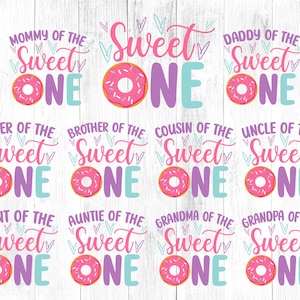 Sweet One Birthday Svg Bundle, Donut Theme Birthday Svg,Matching Family Birthday Svg,Girls 1st Birthday svg,Donut Sweet One Digital Download