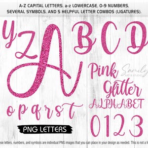 Pink Glitter Alphabet Letters and Numbers Png, Sparkle script handwriting Png,Glitter Monogram Sublimation,Digital Glitter Alphabet Clip Art