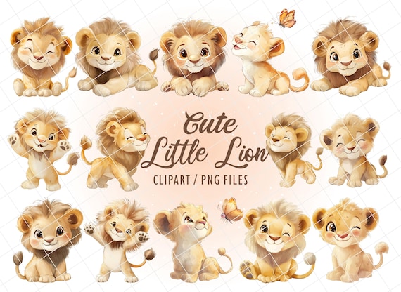 Cute Lion Clipart,  Lion png, cute Lion clip art,  happy Lion clipart, Scrapbooking, Instant Download