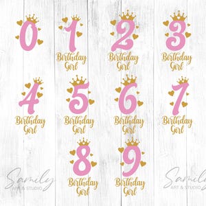Birthday Numbers Svg Bundle, Birthday Girl Crown Svg, Birthday Numbers Png Digital Download