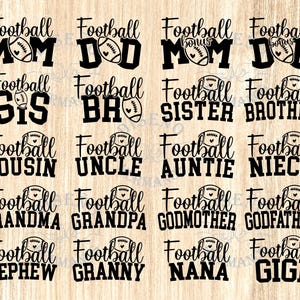 Football Family Bundle SVG-PNG |  football mom svg,  football dad svg, football sister svg, football Grandma svg, football nana svg