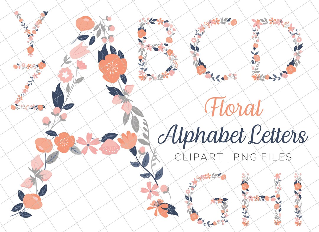 Floral Alphabet Clipart Png Files, Alphabet Letters Flowers Png ...