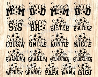 Soccer Family SVG Bundle | Mom, Dad, Sister, Grandma (Digital Download)