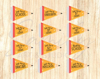 First Day of School Printable Pennant Flags Bundle PDF, Printable Back to School Pennant Flags, Instant Download