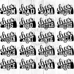 Cheer Family Bundle Svg | Png file, cheer mom svg, cheer dad svg, cheer sis svg, cheer coach svg, cheer leader svg, cheer mama svg