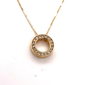 14K Yellow Gold Diamond Circle Pendant