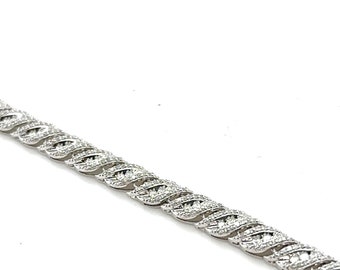 14K White Gold Diamond Wave Channel Set Tennis Bracelet