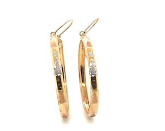 14K White & Yellow Gold 1.50" Hoop Earrings