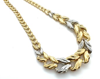 14KT White & Yellow Gold Graduating Link Necklace