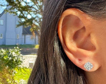 14K White Gold 2 Carat Lab Grown Diamond Screw Back Stud Earrings EGL Certified