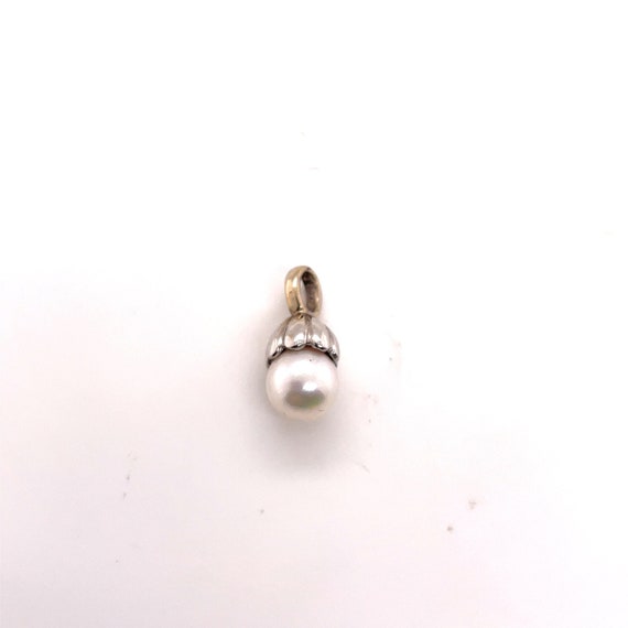 14K White Gold Pearl Pendant Etsy