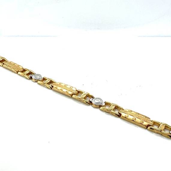 14KT White & Yellow Gold Link Unisex Bracelet - image 5