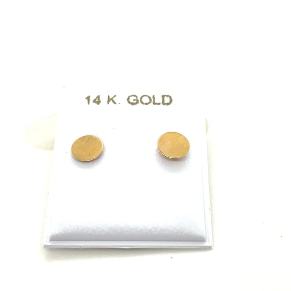 14KT Yellow Gold Round Disc Screwback Stud Earrin… - image 1