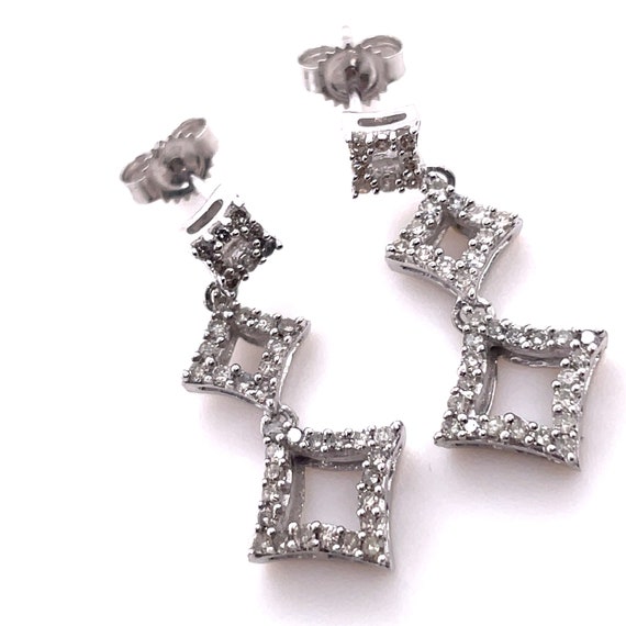 10K White Gold Diamond Gradating Journey Square H… - image 4