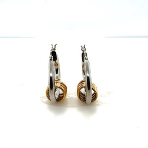 14K White & Yellow Gold Multi Loop Hoop Earrings image 3