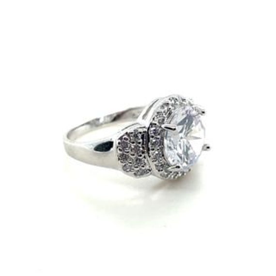 925 Silver Halo Engagement Ring - image 4