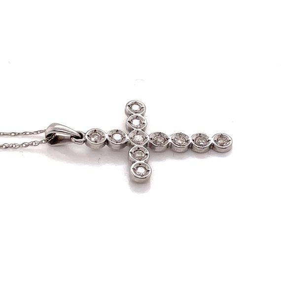 10KT White Gold .25CT Diamond Cross Pendant - image 4