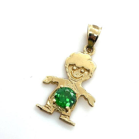 14KT Yellow Gold Tsavorite Little Boy Pendant - image 2