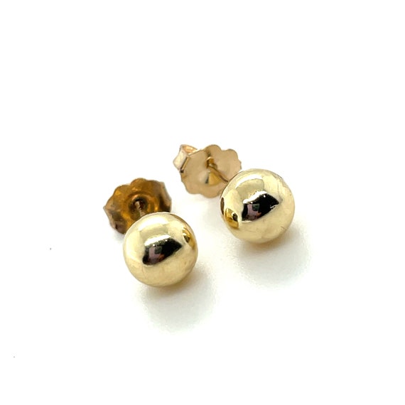 14KT Yellow Gold Round Gold Ball Stud Earrings - image 3