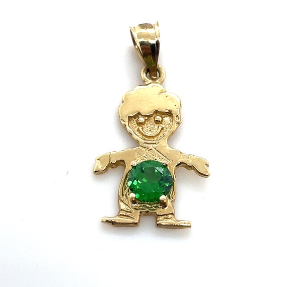 14KT Yellow Gold Tsavorite Little Boy Pendant - image 1