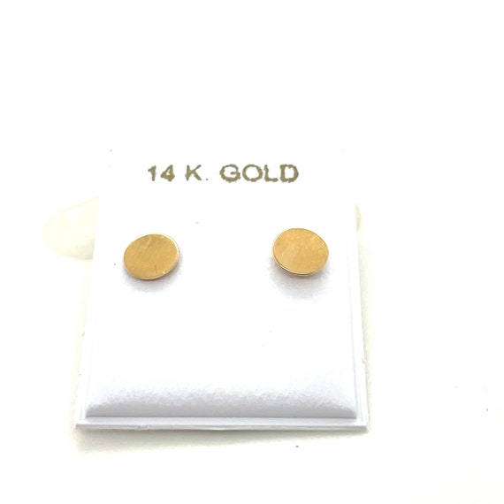14KT Yellow Gold Round Disc Screwback Stud Earrin… - image 4