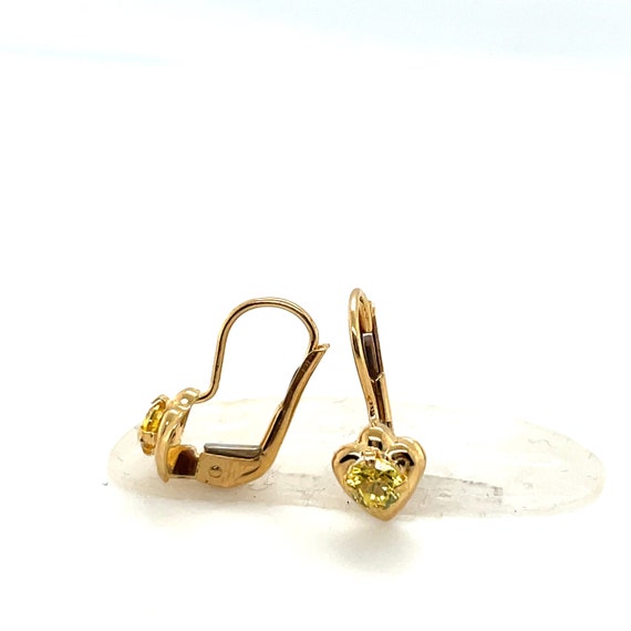 14KT Yellow Gold Yellow Topaz Heart Hanging Earri… - image 5