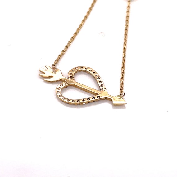 14KT Yellow Gold CZ Heart and Arrow Necklace - image 6