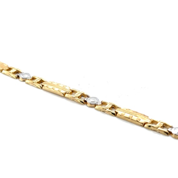 14KT White & Yellow Gold Link Unisex Bracelet - image 3