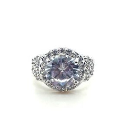 925 Silver Halo Engagement Ring - image 1