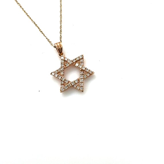 14KT Rose Gold Diamond Star of David Magen David … - image 3