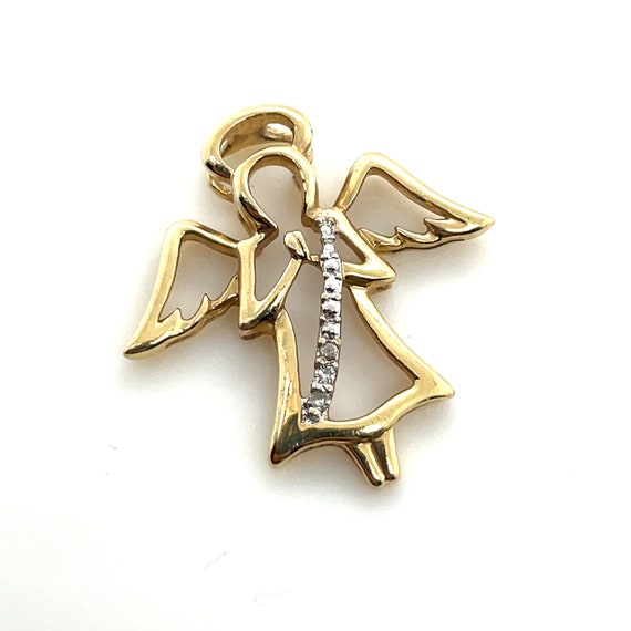 14K Yellow Gold Diamond Floating Angel Pendant - image 3