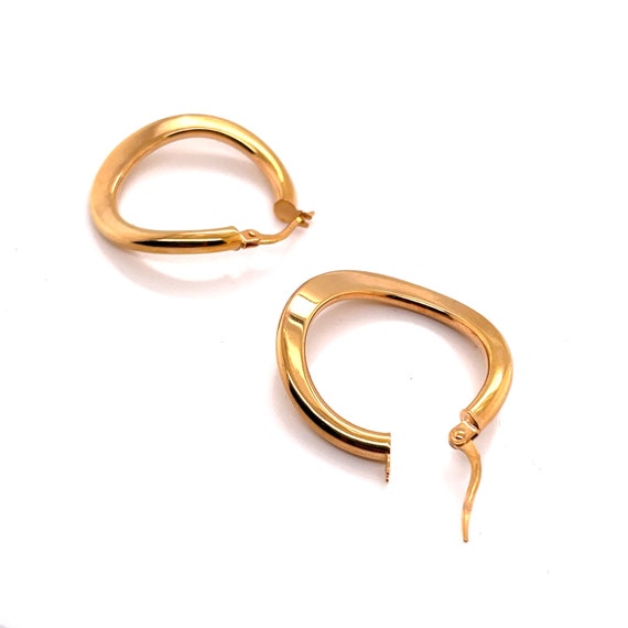 14KT Yellow Gold Minimal Dainty Wave Hoop Earrings - image 5