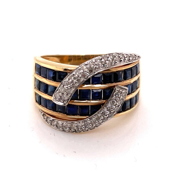 Wave Three Row Ring Etsy