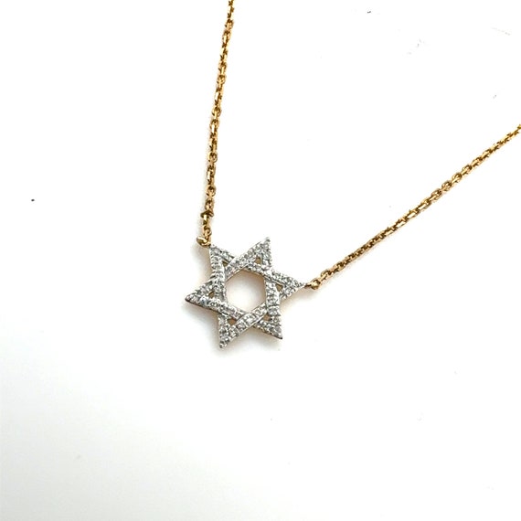 14KT Yellow Gold Diamond Star of David Magen Davi… - image 3