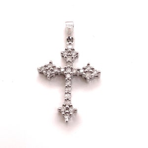 14KT White Gold Diamond Cross Pendant
