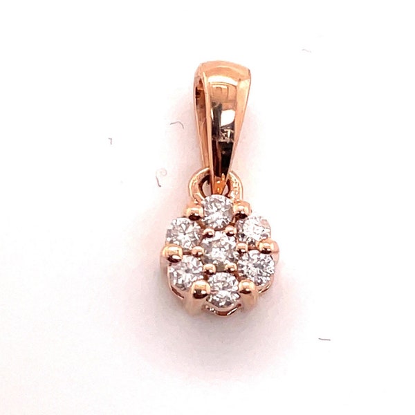 14KT Rose Gold .15CT Diamond Flower Cluster Illusion Pendant