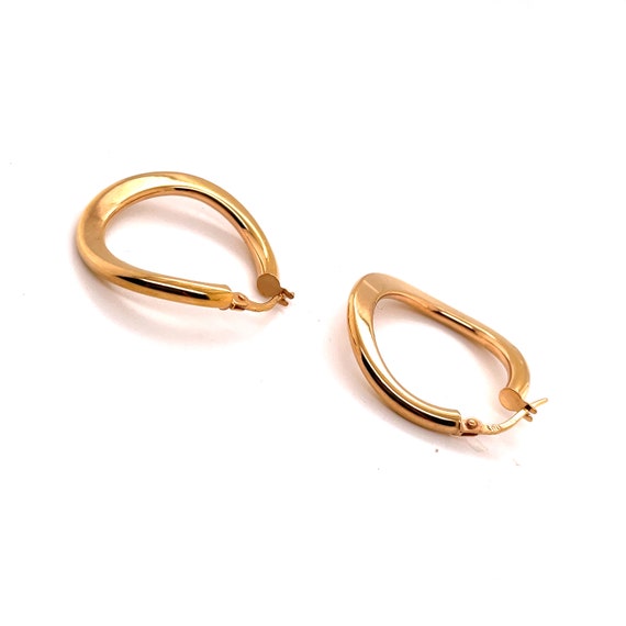 14KT Yellow Gold Minimal Dainty Wave Hoop Earrings - image 3