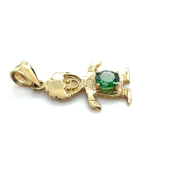 14KT Yellow Gold Tsavorite Little Boy Pendant - image 4