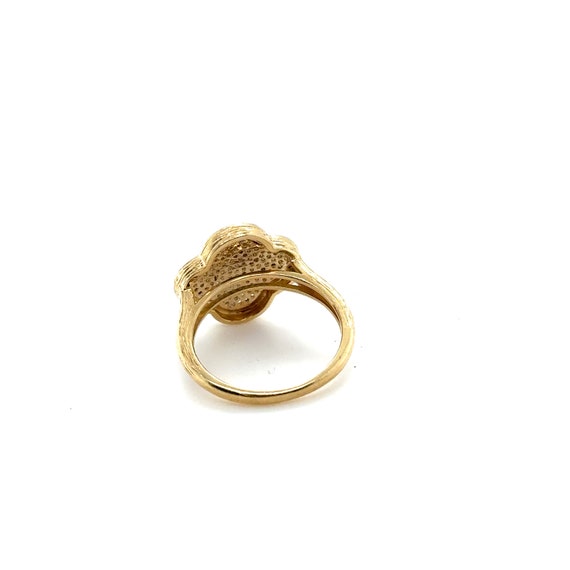 14KT Yellow Gold Diamond Pave Single Clover Ring - image 3