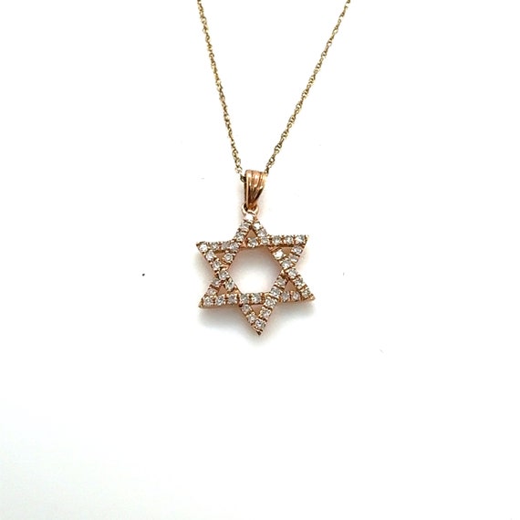 14KT Rose Gold Diamond Star of David Magen David … - image 1