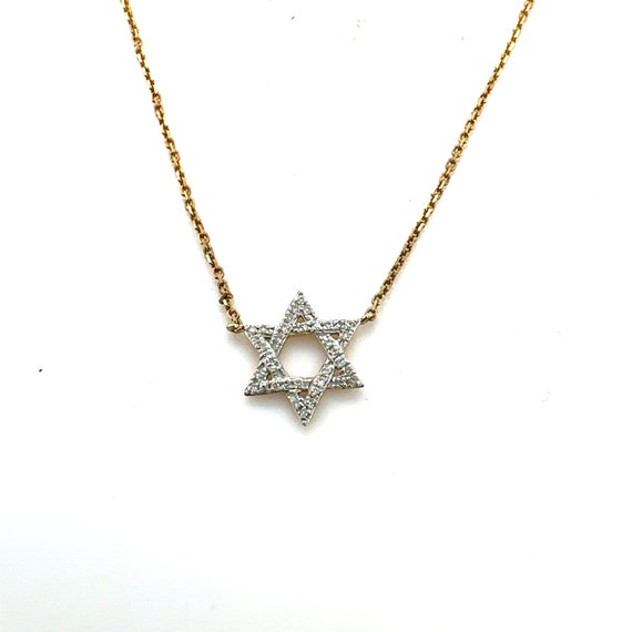 14KT Yellow Gold Diamond Star of David Magen Davi… - image 1