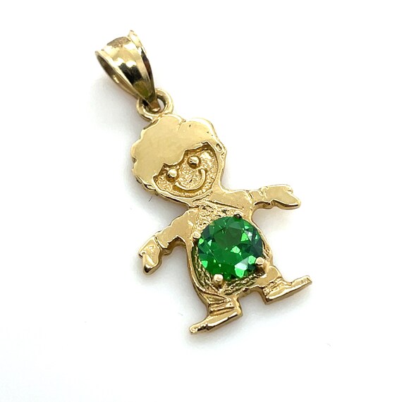 14KT Yellow Gold Tsavorite Little Boy Pendant - image 3