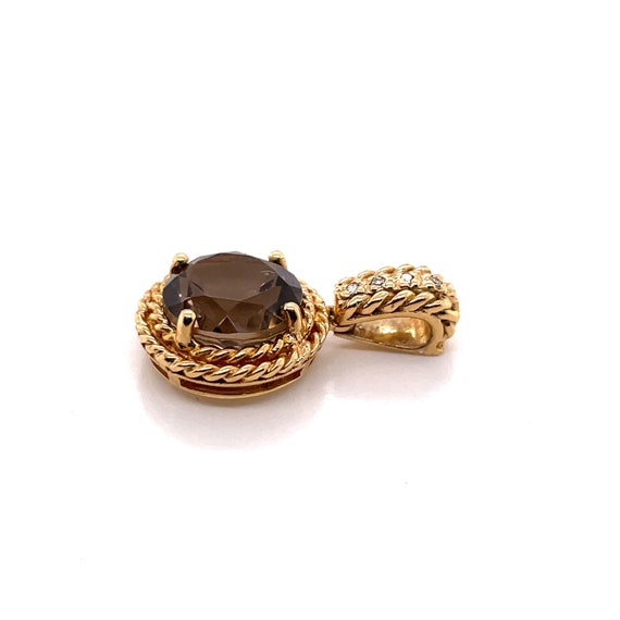 14KT Yellow Gold Diamond and Smokey Topaz Round P… - image 4