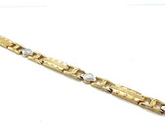 14KT White & Yellow Gold Link Unisex Bracelet