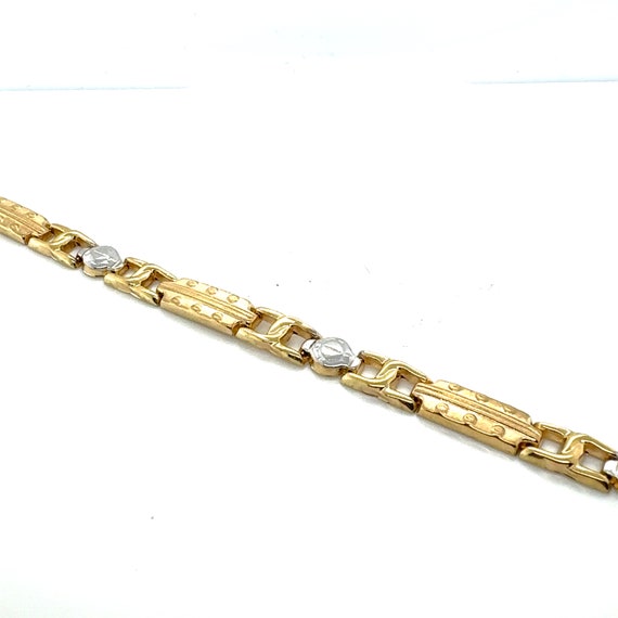 14KT White & Yellow Gold Link Unisex Bracelet - image 1