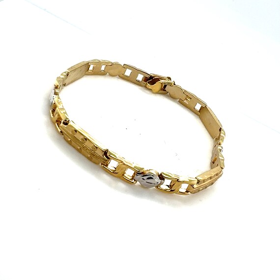 14KT White & Yellow Gold Link Unisex Bracelet - image 4