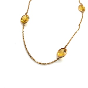14K Yellow Gold Oval Cut Yellow Topaz Bezel By the yard Necklace