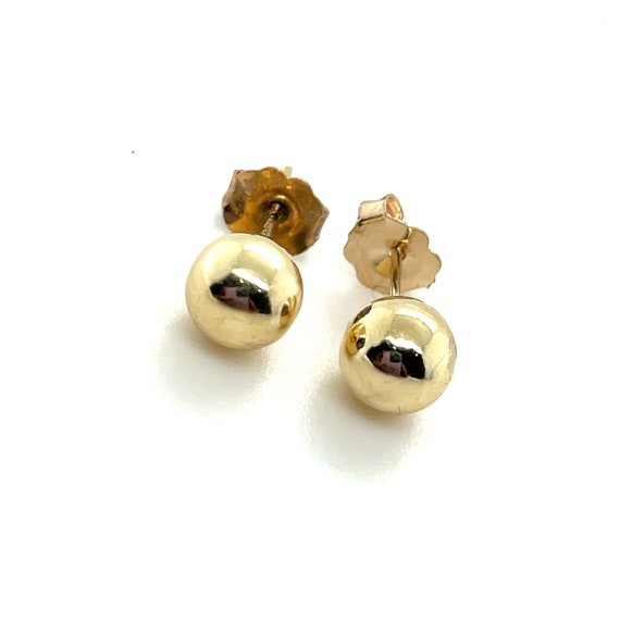 14KT Yellow Gold Round Gold Ball Stud Earrings - image 4